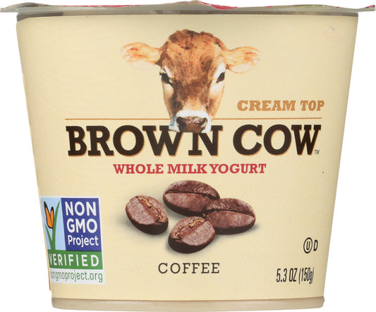 BROWN COW: Cream Top Whole Milk Yogurt Coffee, 5.3 oz - Vending Business Solutions