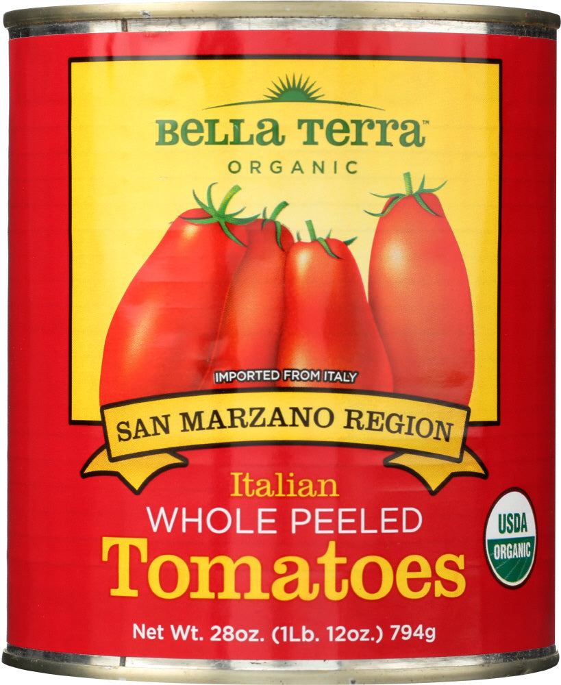 BELLA TERRA: Organic Italian Whole Peeled Tomatoes, 28 oz - Vending Business Solutions