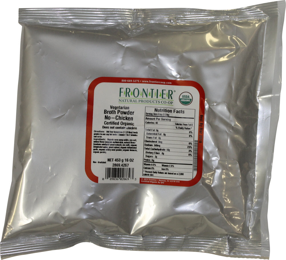 FRONTIER: Organic No-Chicken Broth Powder, 16 oz - Vending Business Solutions