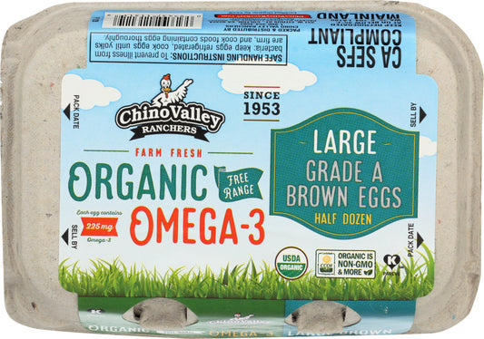 CHINO VALLEY: Organic Omega-3 Large Brown Eggs, 6 count - Vending Business Solutions
