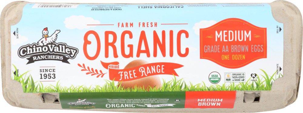 CHINO VALLEY: Organic Free Range Medium Brown Eggs, 1 dz - Vending Business Solutions