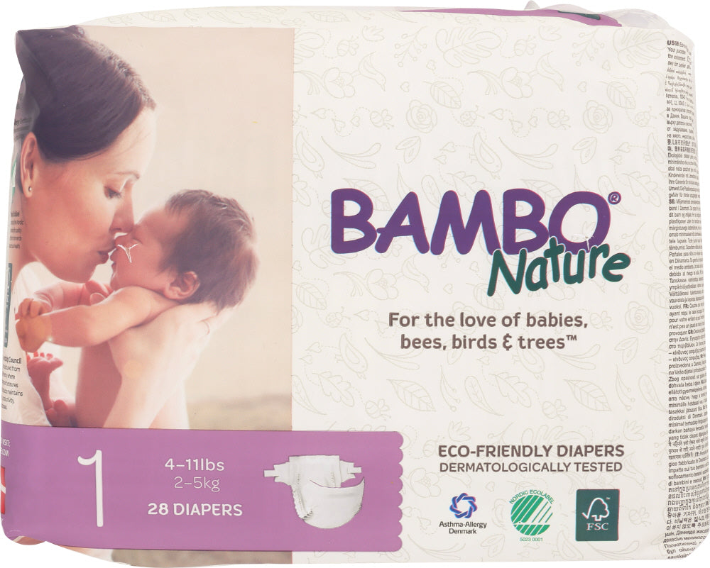 BAMBO NATURE: Diaper Baby Size 1, 28 pk - Vending Business Solutions