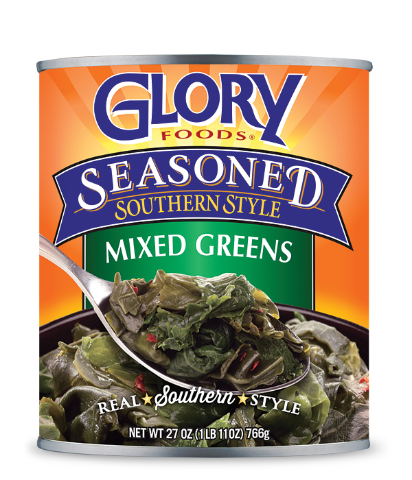 GLORY FOODS: Seasoned Mixed Greens, 27 oz - Vending Business Solutions