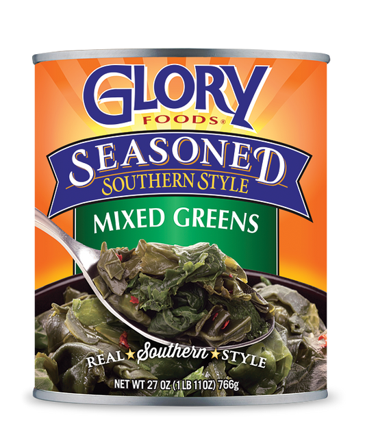 GLORY FOODS: Seasoned Mixed Greens, 27 oz - Vending Business Solutions