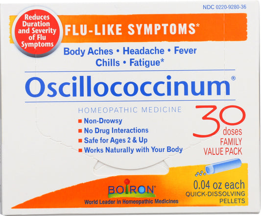 BOIRON: Oscillococcinum Flu-Like Symptoms 30 Pellets, 0.04 oz ea - Vending Business Solutions