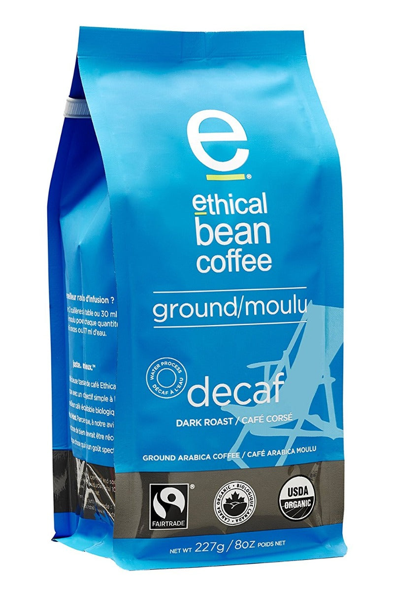 ETHICAL BEAN: Decaf Dark Roast Ground Coffee, 8 oz - Vending Business Solutions