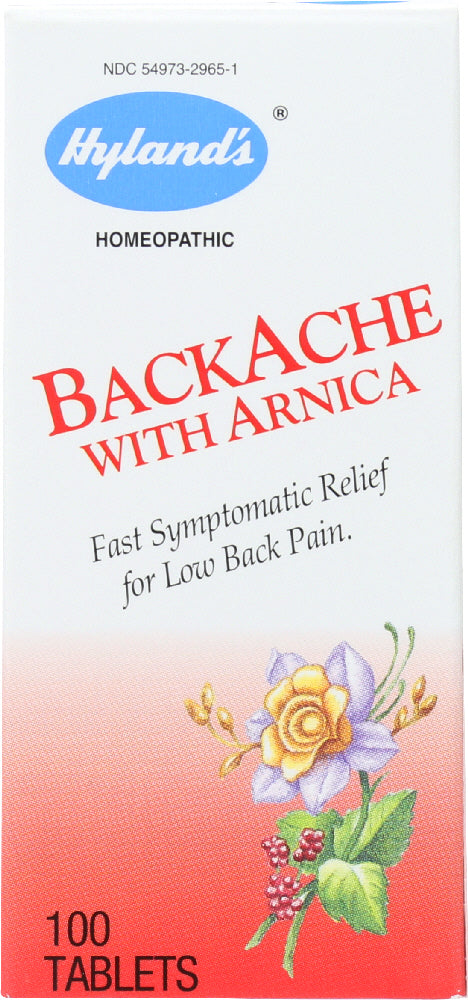 HYLAND'S: Backache with Arnica Homeopathic Natural Relief, 100 Tablets - Vending Business Solutions