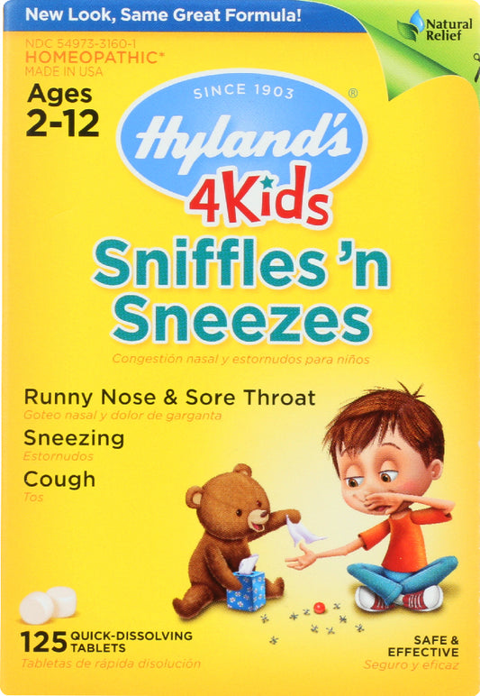 HYLAND'S: 4 Kids Sniffles 'N Sneezes, 125 Quick-Dissolving tablets - Vending Business Solutions