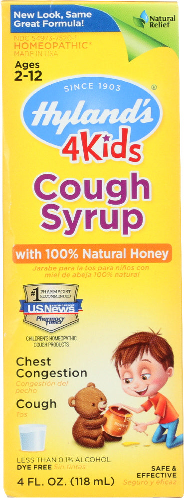 HYLAND'S: Cough Syrup 4 Kids with 100% Natural Honey, 4 oz - Vending Business Solutions