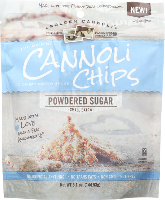 GOLDEN CANNOLI: Powdered Sugar Cannoli Chips, 5.1 oz - Vending Business Solutions