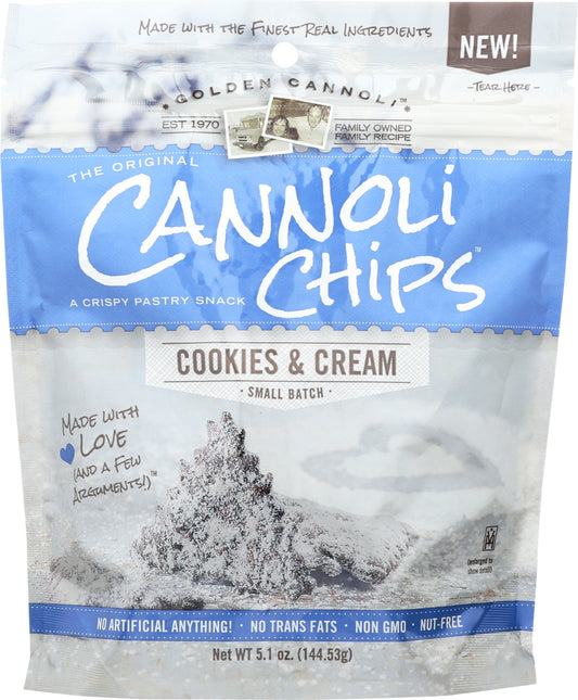GOLDEN CANNOLI: Cookies and Cream Cannoli Chips, 5.1 oz - Vending Business Solutions