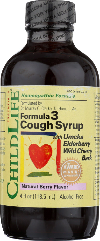 CHILD LIFE: Cough Syrup Formula 3 Berry Natural Flavor, 4 oz - Vending Business Solutions