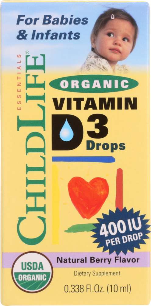 CHILDLIFE: Essentials Organic Vitamin D3 Drops Berry Flavor 400 IU, 0.338 oz - Vending Business Solutions