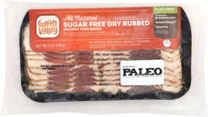 GARRETT VALLEY: Sugar Free Dry Rubbed Uncured Pork Bacon, 8 oz - Vending Business Solutions