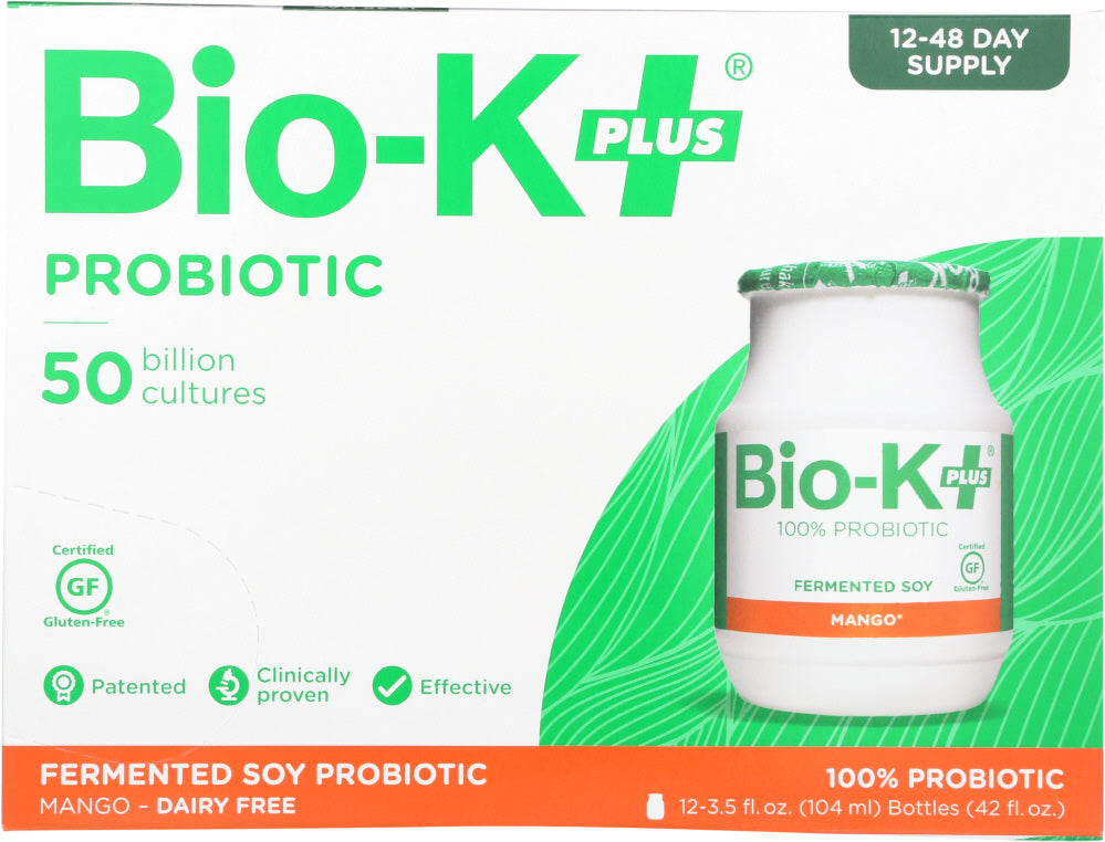 BIO K PLUS: Fermented Soy Probiotic Mango 12 Pack, 42 oz - Vending Business Solutions