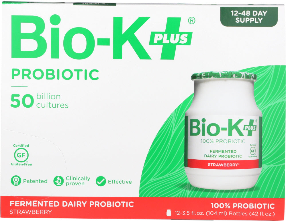 BIO K PLUS: Fermented Dairy Probiotic Strawberry 12 Pack, 42 oz - Vending Business Solutions