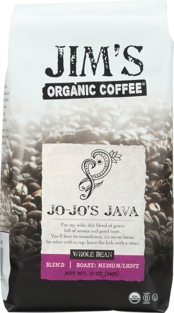 JIMS ORGANIC COFFEE: Organic JoJos Java Coffee Whole Bean Coffee, 12 oz - Vending Business Solutions