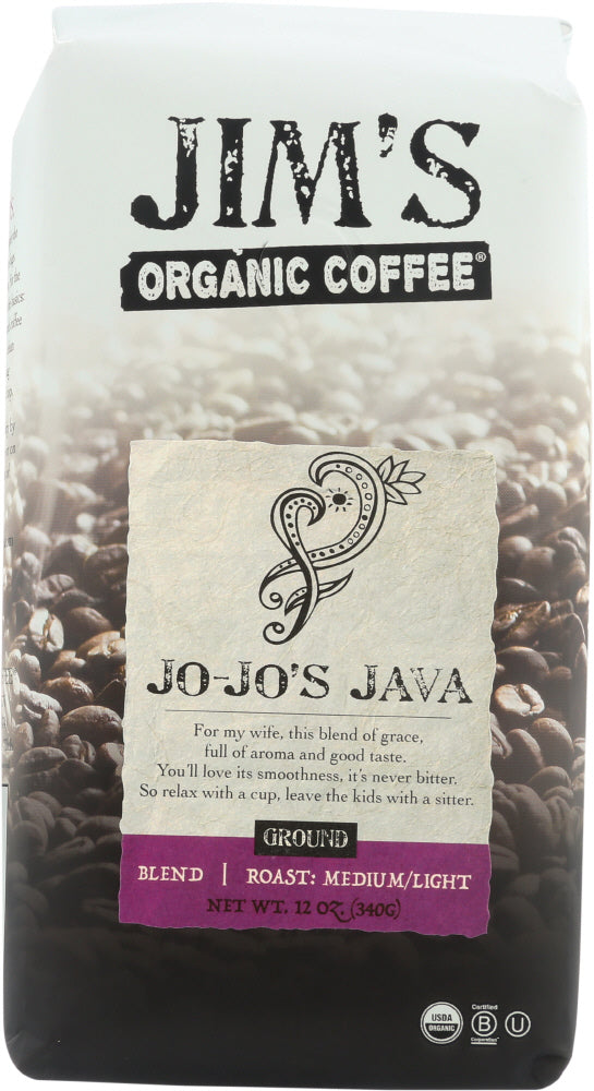 JIMS ORGANIC COFFEE: Jo-Jos Java Ground Coffee Organic, 12 oz - Vending Business Solutions