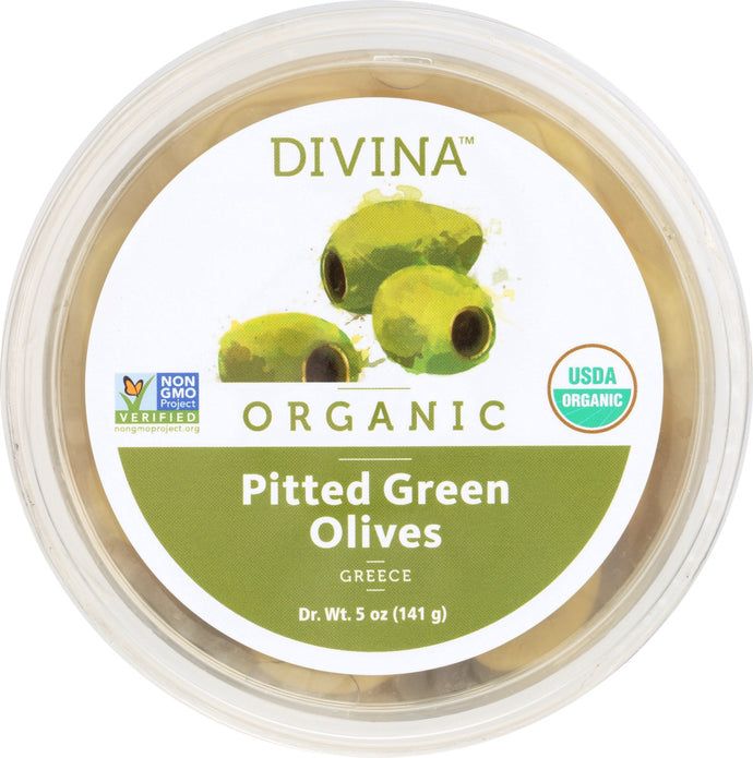 DIVINA: Organic Pitted Green Olives, 5 oz - Vending Business Solutions