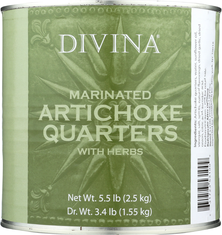 DIVINA: Marinated Artichoke Quarters With Herbs, 5.5 lb - Vending Business Solutions