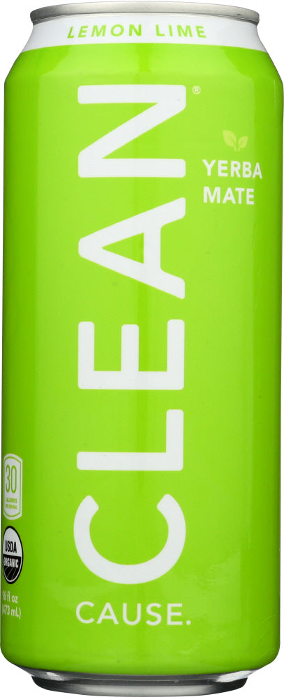 CLEAN CAUSE: Sparkling Yerba Mate Tea Lemon Lime, 16 fl oz - Vending Business Solutions