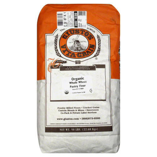 GIUSTOS: Flour Whole Wheat Pastry Organic, 50 lb - Vending Business Solutions