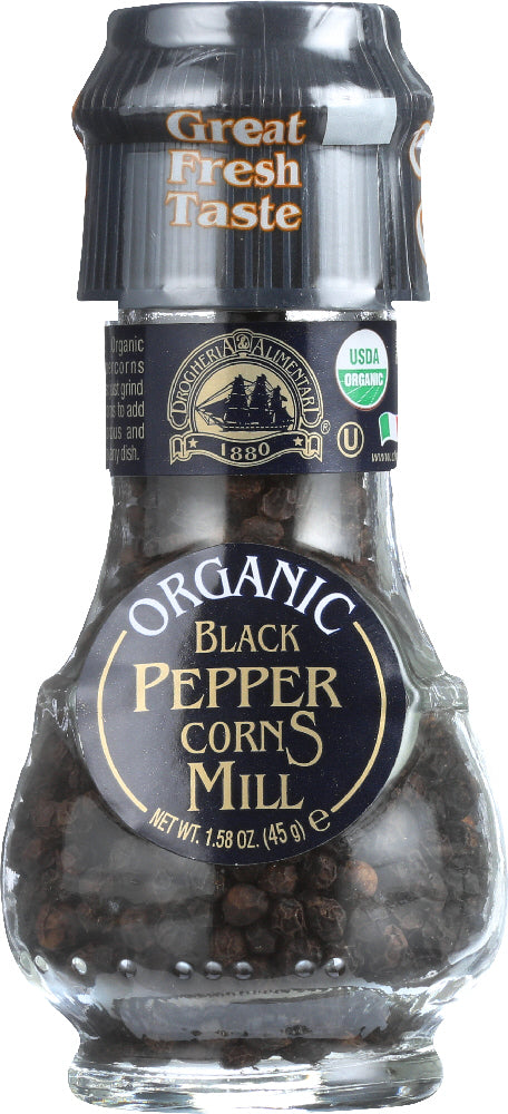 DROGHERIA & ALIMENTARI: Organic Black Pepper Corns Mill, 1.58 oz - Vending Business Solutions