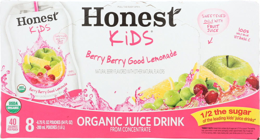 HONEST: Kids Organic Juice Drink Berry Berry Good Lemonade, Gluten Free, Non GMO, 8 Count, 54 Oz - Vending Business Solutions