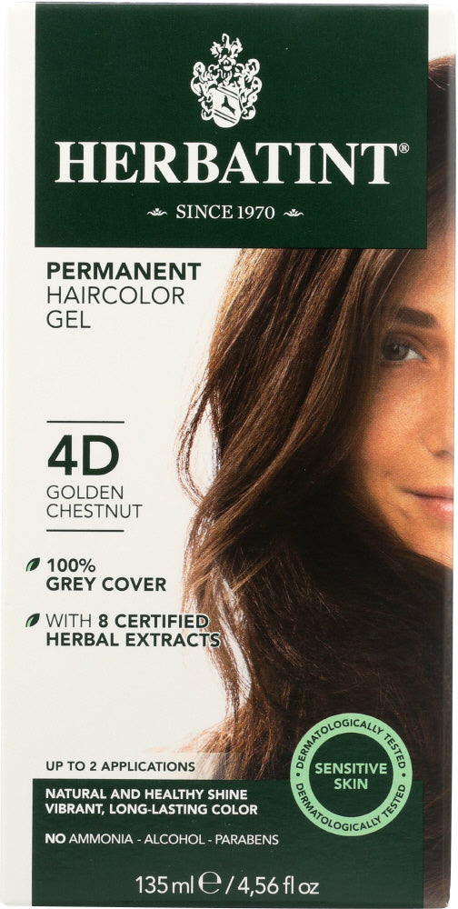 HERBATINT: Permanent Haircolor Gel 4D Golden Chestnut, 4.56 fo - Vending Business Solutions