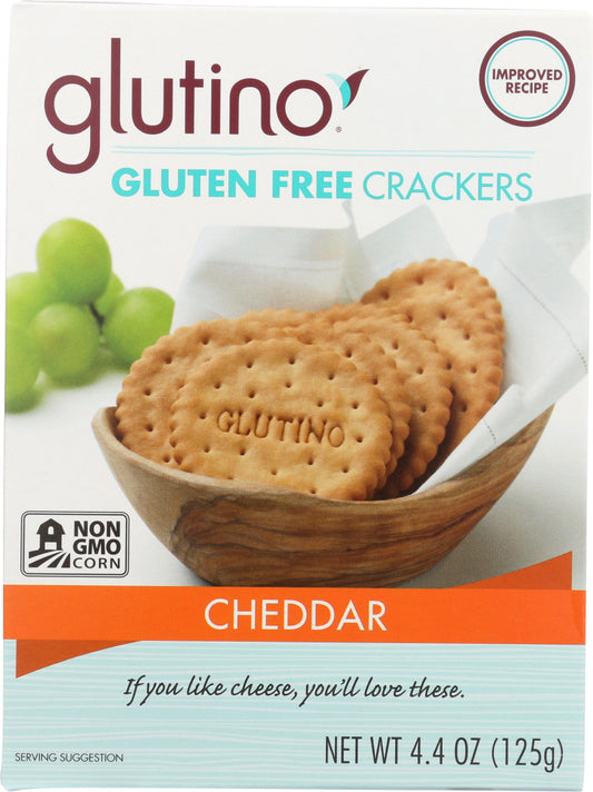 GLUTINO: Gluten Free Crackers Cheddar, 4.4 oz - Vending Business Solutions