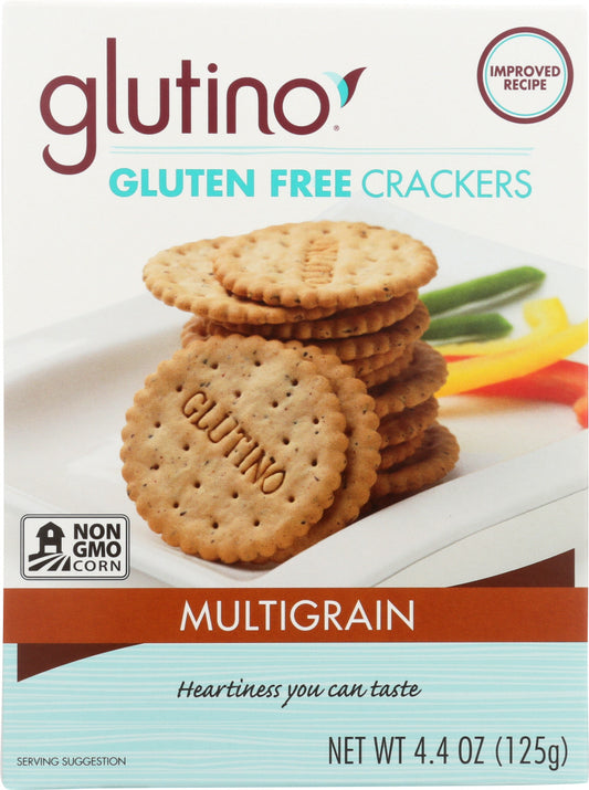 GLUTINO: Gluten Free Crackers Multigrain, 4.4 oz - Vending Business Solutions