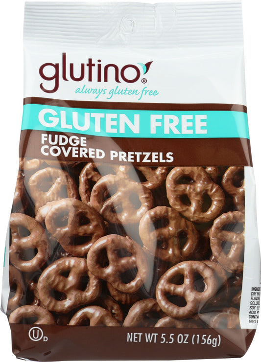 GLUTINO: Gluten Free Chocolate Covered Pretzels Fudge, 5.5 oz - Vending Business Solutions