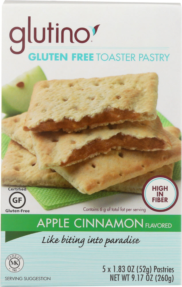 GLUTINO: Gluten Free Apple Cinnamon Toaster Pastry 5 Count, 9.2 oz - Vending Business Solutions