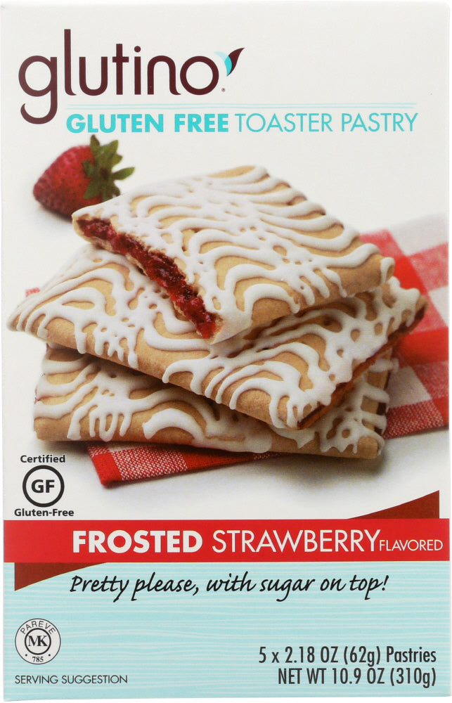 GLUTINO: Gluten Free Toaster Pastry Frosted Strawberry, 10.9 oz - Vending Business Solutions