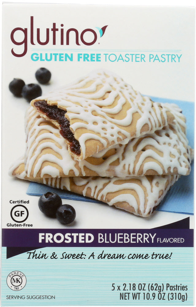 GLUTINO: Gluten Free Toaster Pastry Frosted Blueberry, 10.9 oz - Vending Business Solutions