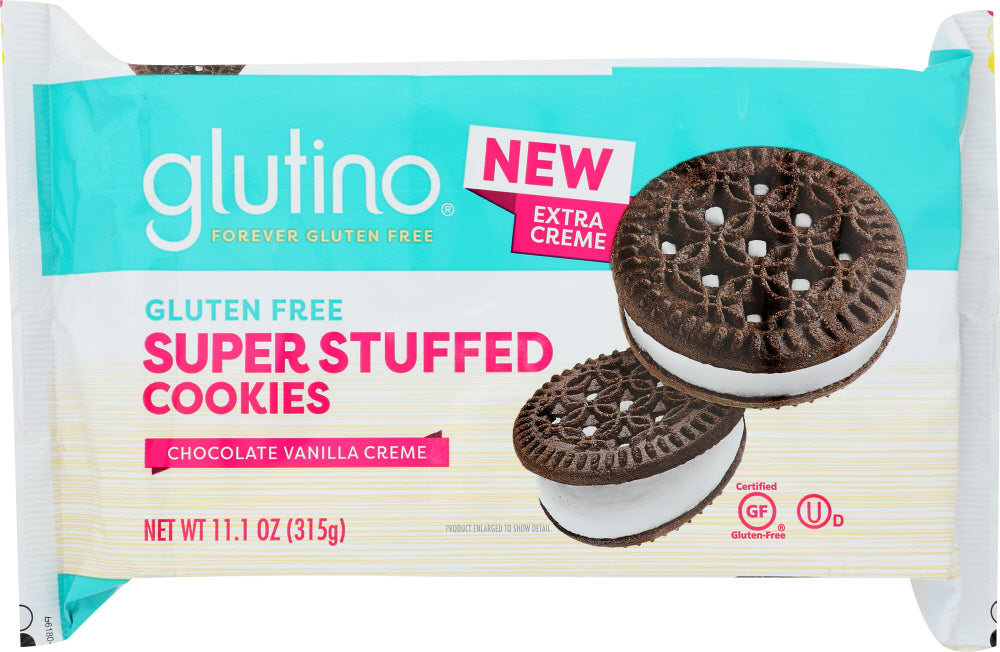 GLUTINO: Super Stuffed Chocolate Vanilla Creme Cookies, 11.1 oz - Vending Business Solutions