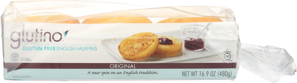 GLUTINO: Gluten Free Premium English Muffins, 17.1 oz - Vending Business Solutions