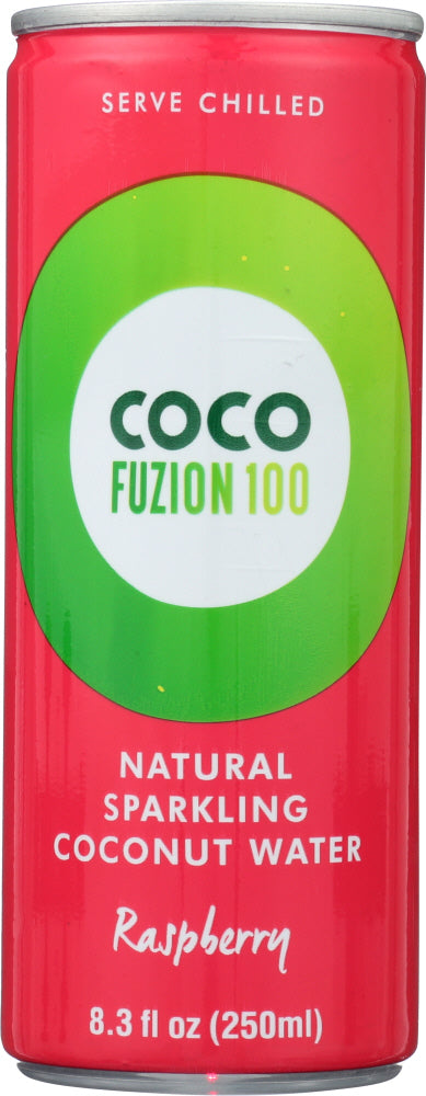 COCO FUZION 100: Natural Sparkling Coconut Water Raspberry, 8.3 oz - Vending Business Solutions
