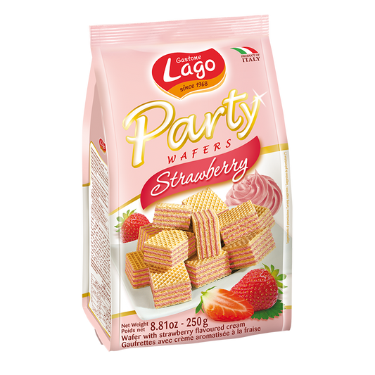 GASTONE LAGO: Strawberry Wafers Party Bag, 8.81 - Vending Business Solutions