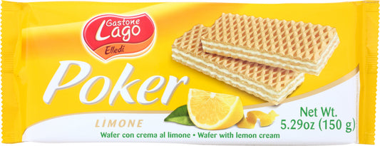 GASTONE LAGO: Cookie Lemon Cream Wafer Poker, 5.29 oz - Vending Business Solutions
