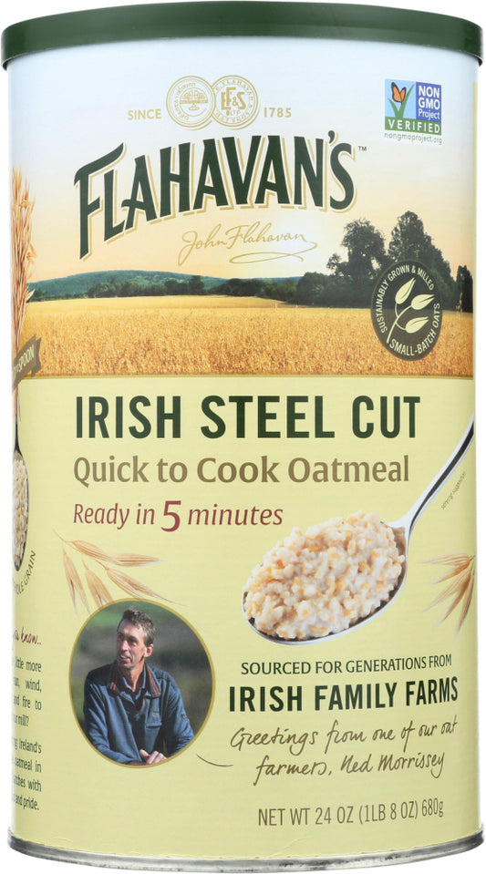 FLAHAVANS: Irish Steelcut Oatmeal Quick To Cook, 24 oz - Vending Business Solutions