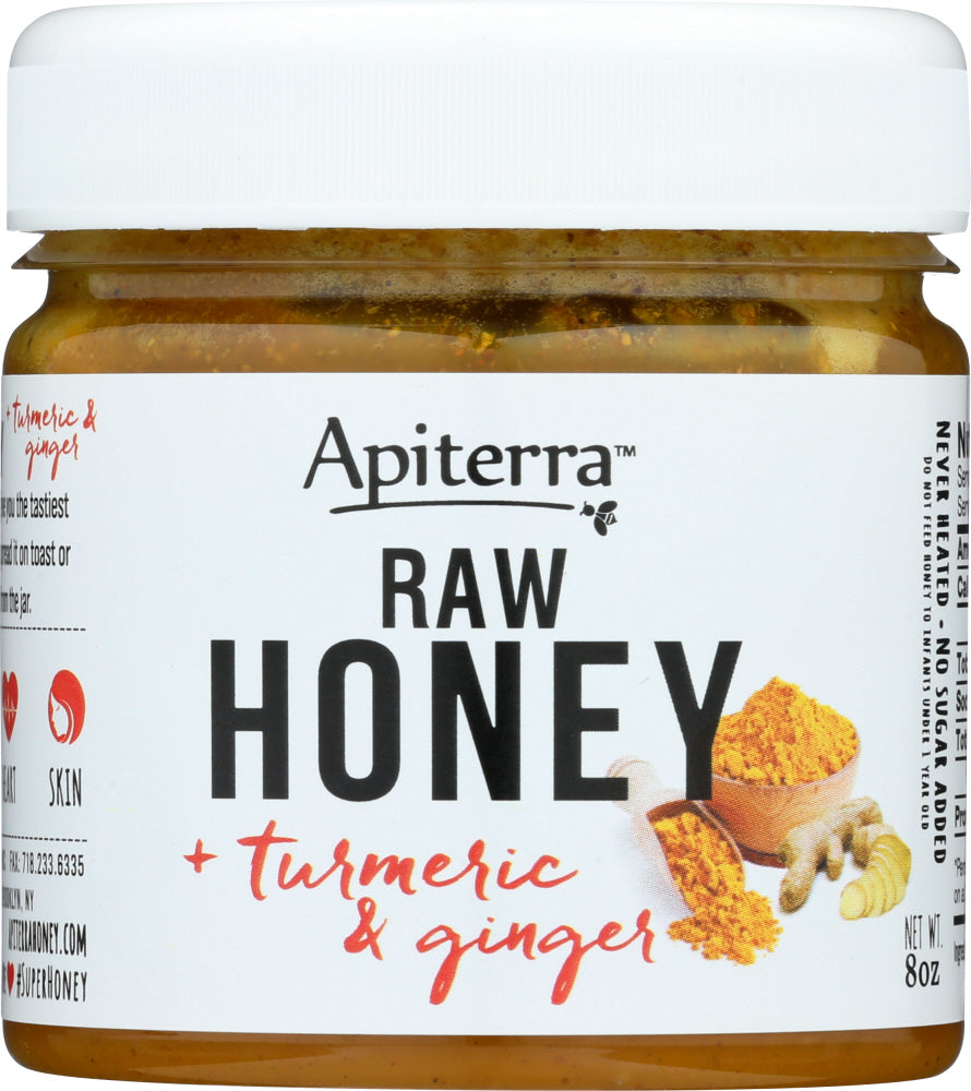 APITERRA: Turmeric & Ginger Raw Honey, 8 oz - Vending Business Solutions