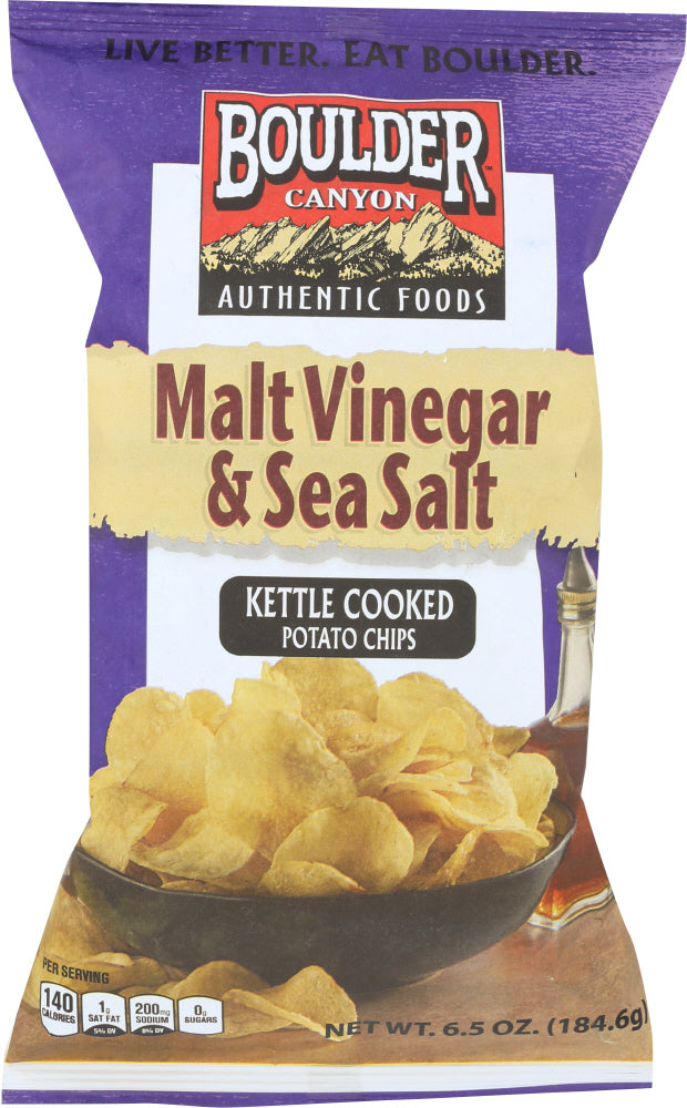 BOULDER CANYON: Malt Vinegar & Sea Salt Kettle Chips, 6.5 oz - Vending Business Solutions