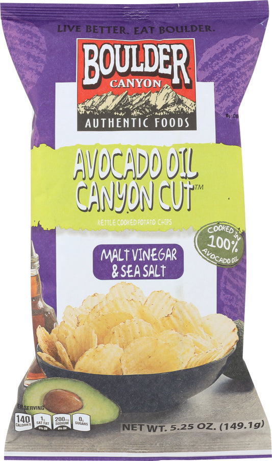 BOULDER CANYON: Avocado Oil Canyon Cut Potato Chips Malt Vinegar & Sea Salt, 5.25 Oz - Vending Business Solutions