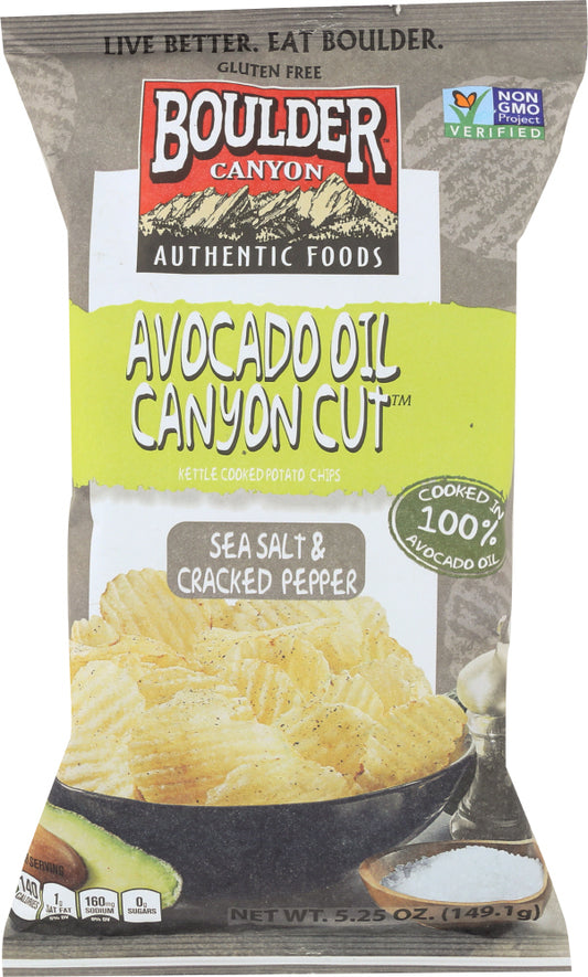 BOULDER CANYON: Avocado Oil Canyon Cut Potato Chips Sea Salt & Cracked Pepper, 5.25 Oz - Vending Business Solutions