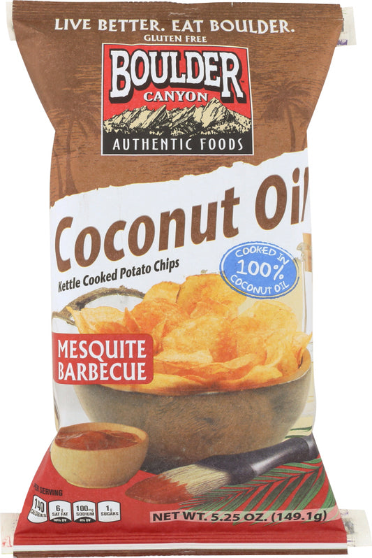 BOULDER CANYON: Coconut Oil Mesquite Barbecue Kettle Cooked Potato Chips, 5.25 oz - Vending Business Solutions