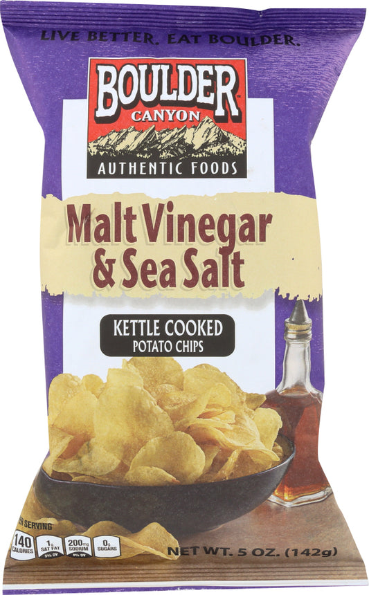 BOULDER CANYON: Kettle Cooked Potato Chips Malt Vinegar and Sea Salt, 5 oz - Vending Business Solutions