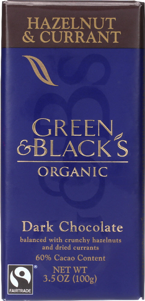 GREEN & BLACK'S: Organic Hazelnut & Currant Dark Chocolate, 3.5 oz - Vending Business Solutions
