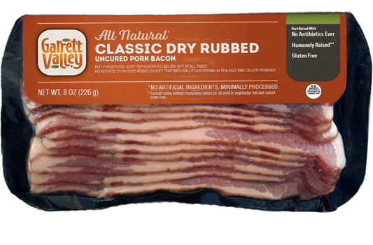 GARRETT VALLEY: Classic Dry Rubbed Sliced Bacon, 8 oz - Vending Business Solutions