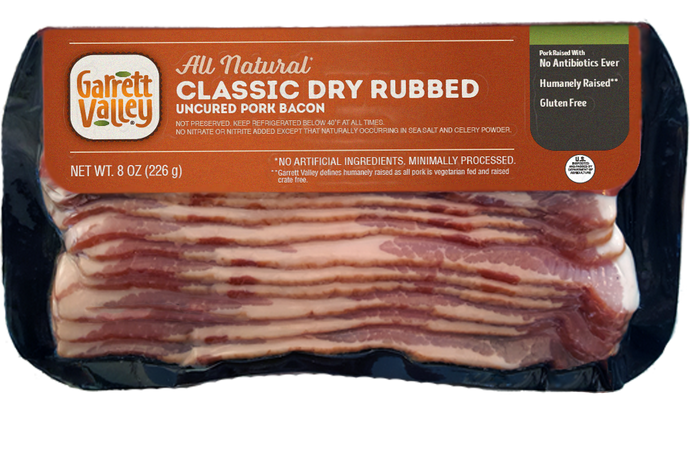 GARRETT VALLEY: Classic Dry Rubbed Sliced Bacon, 8 oz - Vending Business Solutions